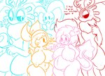 anthro belly big_belly big_breasts breasts female genitals group heart_symbol male navel pregnant pussy star text lewdchuu_(artist) kirby_(series) nintendo bandana_waddle_dee chaos_elfilis elfilin fecto_elfilis kirby chinchillid mammal rodent waddle_dee english_text hi_res sketch