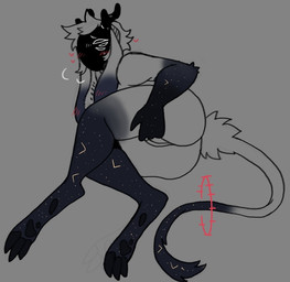 andromorph antlers blush cosmic_fur floppy_ears genitals halo heart_symbol horn intersex long_ears long_tail lying mouthless multi_eye nude on_side paws presenting simple_background solo tail vulva skllyr inky_(skllyr) eldritch_being hybrid lagomorph mammal sketch