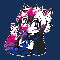 5_fingers anthro bisexual_pride_colors clothed clothing dipstick_ears ear_markings eyebrows fingers hair hoodie lgbt_pride male markings multicolored_ears pride_colors solo topwear white_hair munkeesgomu ereki_kagami domestic_cat felid feline felis mammal hi_res