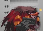 anthro male one_eye_closed sharp_teeth smile solo teeth teeth_showing text wink indigobeats barbie_(doll) barbie_(film) barbie_and_ken_mugshot_meme mattel sega sonic_the_hedgehog_(series) ken_(barbie) knuckles_the_echidna echidna mammal monotreme english_text hi_res