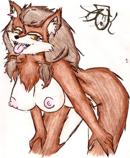 anthro areola big_breasts big_nipples breasts brown_eyes chest_tuft cleavage clothed clothing female fur hanging_breasts mane nipples presenting side_boob simple_background solo teeth tongue tuft white_background wolflance blizzard_entertainment warcraft alt canid mammal werecanid werecreature worgen 2012 hi_res