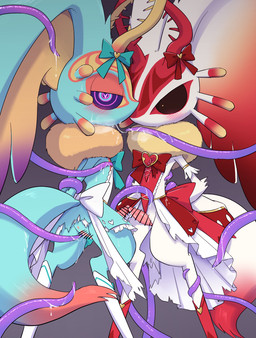 ambiguous_gender anthro antlers anus biped black_sclera blush blush_lines bodily_fluids bottomwear bow_ribbon breath censor_bar censored_genitalia censored_penis censored_vulva chest_tuft clothed clothed_ambiguous clothed_anthro clothing countershade_torso countershading digitigrade dipstick_tail dress dripping duo erection fluffy fluffy_tail fur genital_fluids genitals grey_background hands_behind_back head_wings heart_eyes heart_symbol herm horn huge_wings ineffective_censorship intersex intersex/male kissing_tentacle leaking_vagina looking_at_another looking_at_viewer looking_back looking_back_at_viewer looking_pleasured magical_girl_outfit male markings mouthless multicolored_body multicolored_eyes multicolored_fur narrowed_eyes neck_tuft orange_body orange_fur penis pink_anus pink_eyes pink_penis pink_vulva precum precum_drip pupils purple_tentacles red_body red_fur restrained restrained_arms restrained_by_tentacles saliva saliva_string sex simple_background sweat sweatdrop tail tail_markings tan_body tan_fur tapering_penis teal_body teal_eyes teal_fur tentacle_around_arm tentacle_around_leg tentacle_sex tentacles three-quarter_view torn_bottomwear torn_clothing torn_dress touching_tips tuft unusual_wing_placement vaginal_fluid_string vaginal_fluids vaginal_prodding vulva white_body white_fur white_pupils wings amateru_kai kirby_(series) nintendo chaos_elfilis fecto_elfilis alien chinchilla chinchillid mammal rodent starling_(kirby) 2022 censored digital_drawing_(artwork) digital_media_(artwork) full-length_portrait japanese_description portrait herm_(lore)