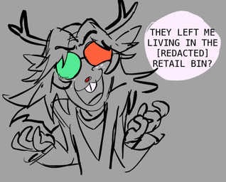 anthro antlers buckteeth business_suit clothing deer_ears female fusion heterochromatic_glasses horn red_nose solo suit teeth text v-shaped_eyebrows unknown_artist deltarune undertale_(series) fan_character noelle_holiday spamelle spamton_g._spamton deer mammal new_world_deer reindeer english_text hi_res