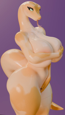 albino anthro areola areola_slip breasts female forked_tongue green_eyes hand_bikini non-mammal_breasts nude purple_background scales simple_background solo tongue vulgarvictor vulgarvictor_(modeler) lilly_(vulgarvictor) python reptile scalie snake 3d_(artwork) 4k 9:16 absurd_res digital_media_(artwork) hi_res