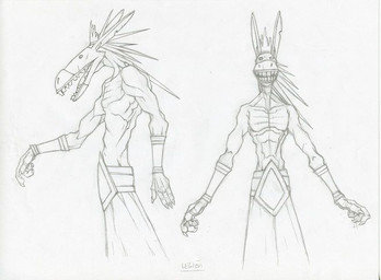 anthro athletic belt beta_design bottomwear bracelet clothing crown front_view hair headgear jewelry long_hair male open_mouth side_view skirt solo teeth unknown_artist saviorless_(empty_head_games) nento_(saviorless) asinus donkey equid equine mammal 2016 concept_art graphite_(artwork) model_sheet official_art sketch traditional_media_(artwork)