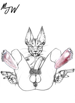 anal_hair anthro anus balls black_nail_polish black_nails breasts circumcised clothing colored_nails countershade_feet countershading ear_piercing erection eyebrow_piercing facial_piercing fangs feet flesh_tunnel foot_focus footwear furrowed_eyebrows genitals gun handgun holding_gun holding_object holding_ranged_weapon holding_weapon humanoid_feet legs_up long_ears long_nails male nails nipple_piercing nipples penis piercing plantigrade pubes pupils ranged_weapon revolver shoes simple_background slit_pupils small_pupils smile smiling_at_viewer soles solo teeth tongue tongue_out tongue_piercing weapon whiskers white_background mjw_darkmode domestic_cat egyptian_mau felid feline felis mammal 2024 absurd_res hi_res signature sketch traditional_media_(artwork)