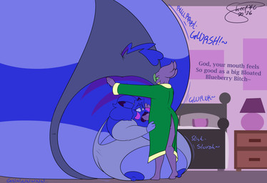 ambiguous_gender anthro bedroom blue_body blue_fur blue_nipples blueberry_inflation clothing dirty_talk duo expansion eyewear fellatio female female/ambiguous fur glasses green_clothing green_eyes green_outfit green_sclera immobile inflation lip_expansion lips nipple_slip nipples onomatopoeia oral penile profanity purple_body purple_lip sex sound_effects text thong topwear torn_clothing torn_topwear underwear wardrobe_malfunction youeversheep nintendo pokemon diamond_rodriguez_(mitzapizza) mitza_the_ditto_(mitzapizza) ditto_(pokemon) generation_1_pokemon generation_3_pokemon humanoid pikachu pokemon_(species) sableye absurd_res english_text hi_res