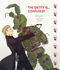 5_fingers anthro belt belt_buckle bent_arm black_belt black_bottomwear black_clothing black_eyewear black_pants black_shirt black_sunglasses black_topwear black_trenchcoat blonde_hair bottomwear brown_nose buckle closed_smile clothed clothed_human clothed_male clothing duo eyewear featureless_crotch fingers fully_clothed fully_clothed_human fully_clothed_male fur green_body green_fur hair hand_holding hand_on_butt holding_eyewear holding_object holding_object_in_mouth holding_sunglasses hud larger_anthro larger_male lidded_eyes light long_ears machine male male/male male_anthro male_human metallic_body mouth_closed multicolored_body no_eyebrows object_in_mouth pants pockets question_mark red_body red_eyes red_skin romantic romantic_couple shirt short_hair simple_background size_difference smaller_human smaller_male smile smiling_at_another smiling_at_each_other smiling_at_partner sunglasses tan_body tan_skin teeth text topwear torn_ear white_background white_eyes wire spookyshape zmeitsssa capcom dead_by_daylight five_nights_at_freddy's five_nights_at_freddy's_3 resident_evil scottgames albert_wesker springtrap_(fnaf) animatronic human hybrid lagomorph leporid mammal rabbit robot undead 2025 absurd_res artist_collaboration artist_name colored crossover digital_drawing_(artwork) digital_media_(artwork) english_description english_text hi_res lighting