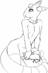 anthro balls blush erection genitals looking_at_viewer male nipples penis solo tail tongue tongue_out chizi nintendo pokemon sharu ampharos generation_2_pokemon pokemon_(species) 2:3 hi_res monochrome sketch