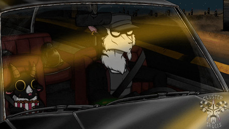 anthro bottomwear candy clothed clothing denim denim_bottomwear denim_clothing dessert drinking driving drunk duct_tape duo ear_piercing ear_ring flask food footwear gas_pedal group hat headgear headwear jeans lollipop male night pants pedal_pumping piercing pink_inner_ear ring_piercing seat_belt shoes substance_intoxication tape trio clusterskulls magra_(clusterskulls) aardwolf bovid caprine goat hyena mammal 16:9 2d_animation animated frame_by_frame widescreen