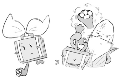 >_< blush corn duo eyes_closed feet female food hindpaw male paws plant simple_background white_background clockstops3am conditional_dnp inanimate_insanity object_shows steve_cobs animate_inanimate food_creature 2025 digital_media_(artwork) greyscale hi_res monochrome