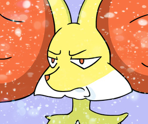 angry annoyed blue_background cold female freezing frown fur half-closed_eyes inner_ear_fluff multicolored_body multicolored_fur narrowed_eyes orange_body orange_fur red_body red_eyes red_fur red_nose simple_background snow snowing solo standing storm tuft walking white_body white_fur wind yellow_body yellow_fur takuto_shindou_(artist) nintendo pokemon canid canine delphox generation_6_pokemon mammal pokemon_(species) digital_media_(artwork) hi_res reaction_image
