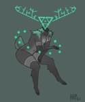 anthro anthrofied antlers biped black_body black_fur breasts female fur geometry glowing glowing_orb grey_body grey_fur hooves horn nipples scut_tail short_tail simple_background small_breasts solo symbol tail triangle_(shape) unguligrade ninjapony21 scp_foundation scp-4971-nabla deer deity mammal 5:6 hi_res