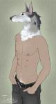 belt clothed clothing for_a_head hand_in_pocket hands_in_both_pockets male multi_nipple nipples pockets solo three-quarter_view topless the13thblackcat animal_head animal_humanoid borzoi canid canine canis cynocephalus domestic_dog humanoid hunting_dog mammal sighthound digital_media_(artwork) portrait three-quarter_portrait