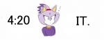 anthro breasts clothed clothing collar drugs exclamation_point female marijuana open_mouth simple_background solo text white_background theicedwolf sega sonic_the_hedgehog_(series) blaze_the_cat domestic_cat felid feline felis mammal 2015 english_text hi_res meme