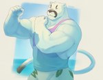 5_fingers anthro armpit_hair biceps big_muscles biped black_body black_fur blue_clothing blue_shirt blue_tank_top blue_topwear body_hair border bottomwear clothed clothed_anthro clothed_male clothing day deltoids detailed_background dipstick_tail fingers flexing flexing_bicep fur green_bottomwear green_clothing hand_on_own_shoulder hand_on_shoulder huge_muscles humanoid_hands looking_at_self male male_anthro markings motion_lines mouth_closed multicolored_body multicolored_clothing multicolored_fur multicolored_shirt multicolored_tank_top multicolored_topwear muscular muscular_anthro muscular_male outside pattern_bottomwear pattern_clothing pecs pink_clothing pink_shirt pink_tank_top pink_topwear red_eyes shirt sky solo standing tail tail_markings tank_top three-quarter_view topwear triceps twitter_handle two_tone_body two_tone_clothing two_tone_fur two_tone_shirt two_tone_tank_top two_tone_topwear water whiskers white_body white_border white_fur theor echo_(series) echo_project the_smoke_room samuel_ayers cougar felid feline mammal digital_media_(artwork) hi_res portrait shaded signature three-quarter_portrait