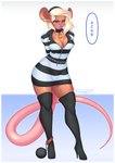 acab bound breasts chain chained clothed clothing ear_piercing female hair open_mouth piercing politics prison_uniform solo topwear toast-arts stacey_(toast-arts) animal_humanoid humanoid absurd_res hi_res