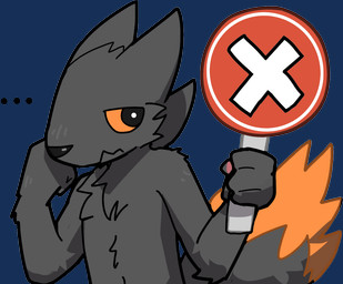 4_fingers ambiguous_gender annoyed anthro arm_tuft big_ears big_eyes biped black_body black_eyes black_fur black_nose black_tail cheek_tuft countershade_fur countershading cross dipstick_tail disapproval elbow_tuft ellipsis emote eyes_closed facial_tuft fingers fist fluffy fluffy_chest fluffy_tail fur hand_on_head hand_on_own_head handpaw head_tuft holding_object holding_sign markings neck_tuft nude orange_sclera orange_tail_tip pawpads paws pink_pawpads red_cross sign simple_background snout solo standing tail tail_markings transparent_background tuft wrist_tuft saturnsamo casualties:_unknown gunsaw canid canine expie_(gunsawian) fox gunsawian hybrid mammal murid murine rat rodent 2026 alpha_channel colored digital_drawing_(artwork) digital_media_(artwork)