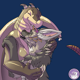 blep duo hug ishmael licking licking_another male personal_grooming social_grooming tongue tongue_out hyperchibiabsol hybrid hyena lizard mammal pit_viper reptile scalie snake viper vincent_(disambiguation) 1:1 absurd_res alpha_channel hi_res