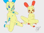 anthro anthrofied anus balls belly blue_eyes clitoris crouching duo erection female genitals humanoid_genitalia humanoid_penis kneeling loli looking_at_viewer male male/female navel nipples nude open_mouth open_smile paws penis pokemorph pussy red_eyes shota simple_background smile tongue yellow_body young young_anthro smol_boye nintendo pokemon generation_3_pokemon minun plusle pokemon_(species) 2024 4:3 hi_res signature