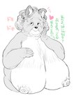 anthro big_breasts breasts elderly elderly_female female fur grey_hair hair happy heart_symbol looking_at_viewer mature_female montgomery_glands sagging_breasts smile smiling_at_viewer solo text wrinkles hebokun canid canine canis domestic_dog mammal comic japanese_text translated grandmother_(lore) grandparent_(lore)