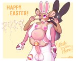 2024 5_fingers absurd_res ahegao anal anal_penetration anthro anthro_penetrated balls blush bodily_fluids clitoris clothing cloven_hooves cum deer digital_media_(artwork) duo easter easter_bunny easter_egg egg egg_from_pussy english_text eyebrows fake_ears fake_rabbit_ears female female_penetrated fingers full_nelson fur genital_fluids genitals gesture hand_gesture hi_res holidays hooves humanoid_genitalia humanoid_penis lagomorph legwear leporid loimu loimu_(character) looking_pleasured male male/female male_penetrating male_penetrating_female mammal oviposition pantyhose penetration penis pregnant rabbit sex sex_during_oviposition simple_background text tongue tongue_out url v_sign