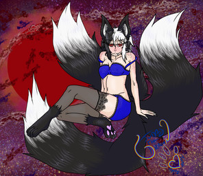 blue_clothing blue_lingerie clothing detailed_background detailed_clothing detailed_fur female freckled_face freckled_shoulders freckles fur hair lingerie multicolored_body multicolored_fur multicolored_hair paws pose red_eyes shinakowinthyr slim solo judasthedragon animal_humanoid canid canid_humanoid canine canine_humanoid fox_humanoid humanoid mammal mammal_humanoid detailed pinup trans_(lore) trans_woman_(lore)
