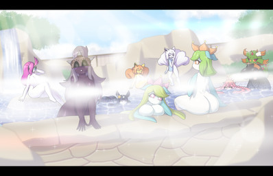 anthro big_breasts big_butt black_border border breasts butt convenient_censorship female group hot_spring nude palmorph partially_submerged pokemorph steam thick_thighs water wide_hips luckerabbit6 nintendo palworld pocketpair pokemon alolan_form alolan_vulpix ancient_pokemon flutter_mane generation_1_pokemon generation_5_pokemon generation_7_pokemon generation_9_pokemon gloopie humanoid lilligant mareanie minior minior_(meteor_form) pal_(species) paradox_pokemon pokemon_(species) regional_form_(pokemon) shiny_pokemon vulpix absurd_res character_request hi_res