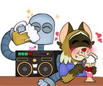 alcohol anthro beer beverage biped blush brown_body drinking duo eyes_closed grey_body machine gummyboom2 robot_dreams rascal_(robot_dreams) robot_(robot_dreams) mammal procyonid raccoon robot robot_dog 2024