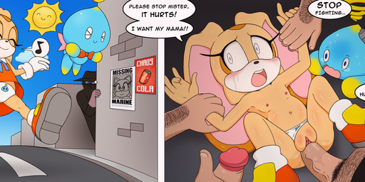 at_gunpoint bodily_fluids clothed clothing crying explicitly_stated_nonconsent female forced genitals gun hostage humanoid_genitalia humanoid_penis innocence male panties penis ranged_weapon rape restraints sex tears text underwear upskirt weapon young anonymous_artist sega sonic_the_hedgehog_(series) cheese_the_chao cream_the_rabbit chao_(sonic) human lagomorph leporid mammal rabbit absurd_res english_text hi_res