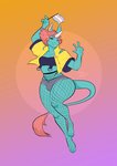 anthro bulge clothing femboy fishnet_clothing fishnet_legwear horn legwear male one_eye_closed solo wide_hips wink nastypasty mythology equid equine mammal mythological_creature mythological_equine unicorn absurd_res hi_res