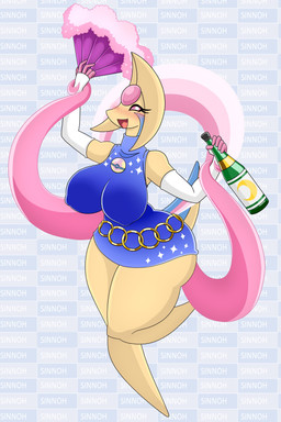 alcohol beverage big_breasts blush breasts clothing dress drunk female pokeball pupils solo substance_intoxication tail white_pupils wine wine_bottle yellow_body urusee584 nintendo pokemon cresselia generation_4_pokemon legendary_pokemon pokemon_(species) absurd_res hi_res