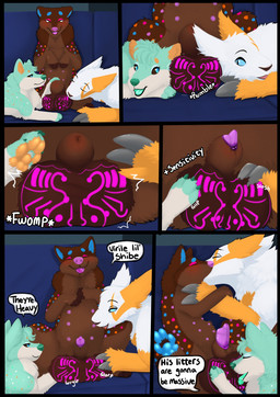 animal_genitalia animal_penis anthro anthro_on_feral arm_grab ball_lick balls balls_inflation bestiality black_nose blush brown_body brown_fur brown_nose canine_genitalia canine_penis cheek_tuft cloven_hooves countershade_face countershade_paws countershade_torso countershading erection eye_markings facial_tuft female feral fully_sheathed fur furniture genitals green_nose group group_sex hand_on_balls hooves inner_ear_fluff interspecies kissing knot knotted_penis licking listening looking_pleasured male male/female male/male markings motion_lines multicolored_markings neck_grab onomatopoeia open_mouth open_smile oral pawpads paws penis pink_markings pointy_ears prick_ears purple_nose sex sheath sitting smile smirk sofa sound_effects speech_bubble spots spotted_body spotted_fur text threesome tongue tongue_out trio tuft white_body white_fur yellow_body yellow_fur yellow_pawpads nauticalcanine canid canine canis domestic_dog hybrid lagomorph mammal shiba_inu spitz comic digital_drawing_(artwork) digital_media_(artwork) english_text handwritten_text hi_res