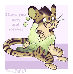 anthro bubble chibi duo female feral love male slime throws_up_on_u cheetah elephant elephantid felid feline goo_creature king_cheetah mammal proboscidean animated