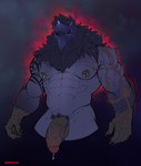 abs anthro avian balls biceps body_hair corviknight generation_8_pokemon genitals hairy_balls half-erect hi_res humanoid_genitalia humanoid_penis male muscular muscular_anthro muscular_male narram nintendo nipple_piercing nipples pecs penis piercing pokemon pokemon_(species) solo vein veiny_penis