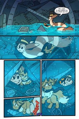 5_panel_comic ambiguous_gender black_cape black_clothing black_eyes black_nose black_text box brown_body brown_fur cape clothing container dialogue duo eyebrows eyelashes eyewear feral fluffy fluffy_tail fur hat headgear headwear inner_ear_fluff looking_at_another looking_back male monocle motion_lines mouth_closed neck_tuft page_number paws quadruped sound_effects speech_bubble swimming tail talking_to_another text toony top_hat tuft underwater water white_sclera virmir nintendo pokemon pokemon_mystery_dungeon spike_chunsoft virmir_(character) eevee furret generation_1_pokemon generation_2_pokemon pokemon_(species) 2026 2:3 absurd_res comic english_text hi_res signature male_(lore)