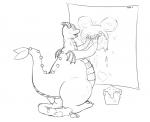 bucket canvas container digital_drawing_(artwork) digital_media_(artwork) disney disney_parks dragon epcot feces figment filth greyscale hi_res horn journey_into_imagination kitscat messy monochrome mythological_creature mythological_scalie mythology painting_(action) pooping scalie scatplay slightly_chubby small_wings solo tail walt_disney_world wings