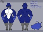 anthro blue_body looking_at_viewer male multicolored_body muscular muscular_anthro muscular_male nude pecs solo standing tail two_tone_body jacky-arts komi_the_bird alien avian bird 2024 4:3 absurd_res digital_media_(artwork) hi_res model_sheet