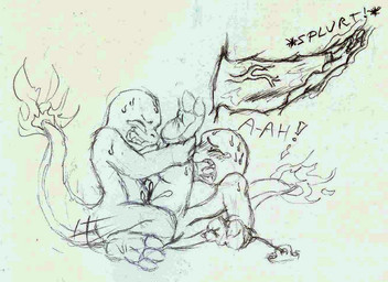 anal anthro bdsm bodily_fluids bondage bound cum dominant dominant_male duo erection fire flaming_tail genital_fluids genitals male male/male male_penetrated male_penetrating male_penetrating_male open_mouth penetration penis sex submissive submissive_male sweat tail teeth text cobaltsynapse nintendo pokemon charmander generation_1_pokemon pokemon_(species) reptile scalie english_text sketch source_request