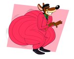 anthro big_butt bottomwear bubble_butt butt clothing hair huge_butt hyper hyper_butt jiggling male pants smug solo suit thick_thighs tight_clothing wide_hips tateshaw activision crash_bandicoot_(series) pinstripe_potoroo macropod mammal marsupial potoroo 5:4 hi_res