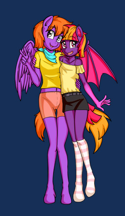 5_fingers anthro clothed clothing duo eyebrows eyelashes female fingers gesture hand_gesture open_mouth purple_body purple_wings simple_background tail text transparent_background v_sign wings young anibaruthecat hasbro my_little_pony mythology fan_character equid equine mammal mythological_creature mythological_equine pegasus 2026 absurd_res alpha_channel artist_name digital_media_(artwork) hi_res