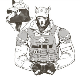 anthro balaclava baseball_cap belt black_balaclava black_mask bone bone_mask bulletproof_vest canine_skull clock clothed clothing explosives gloves grenade handwear hat headgear headwear holding_belt holding_object knife looking_at_viewer male markings mask shirt shoulder_pads simple_background skull skull_(marking) skull_mask solo tactical_gear tactical_gloves topwear waist_belt watch weapon white_background white_eyes zuozhi551547 ghost_(call_of_duty) canid canine canis mammal black_and_white monochrome