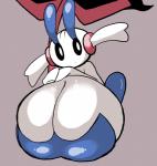2018 alternate_color big_breasts breasts cleavage clothed clothing eternal_flower_floette eyelashes female floette flower generation_6_pokemon huge_breasts humanoid hyper hyper_breasts looking_at_viewer nintendo petronoise plant pokemon pokemon_(species) simple_background solo white_body white_skin
