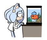 anthro aquarium blue_body blue_fur clothing coat doctor female feral fish_tank fur icepack lab_coat scientific_instrument simple_background thermometer thin_calves thin_legs thin_thighs topwear vivarium white_background lettuce_(artist) sega sonic_the_hedgehog_(series) fan_character honeydew_(lettuce) eulipotyphlan fish hedgehog mammal marine