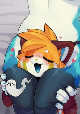 anthro biped blush claws clothed clothed_anthro clothed_female clothing duo faceless_anthro faceless_character faceless_female female fingers fur heart_symbol smile tongue jinxit eight_(dont_jinxit) pocky_(jinxit) ailurid kobold mammal red_panda scalie 2026 digital_drawing_(artwork) digital_media_(artwork) hi_res