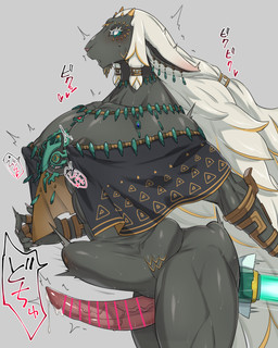 abdominal_bulge accessory anal anal_penetration animal_genitalia animal_penis anthro anthro_penetrated areola areola_slip armwear big_nipples bodily_fluids bottomless breasts censor_bar clothed clothing ear_piercing erection eyelashes facial_markings genital_fluids genitals grey_body gynomorph gynomorph_penetrated hair head_markings horn ineffective_censorship intersex intersex_penetrated jewelry long_hair markings muscular muscular_gynomorph muscular_intersex nails navel necklace nipples object_in_ass open_mouth penetration penis piercing precum ring rocket rocket_in_ass shawl solo sweat text vein veiny_penis white_hair aaassstaro nintendo tears_of_the_kingdom the_legend_of_zelda rauru_(tears_of_the_kingdom) mammal zonai 4:5 censored hi_res japanese_text male_(lore)