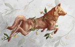 ambiguous_feral ambiguous_gender digitigrade feral flower fur plant quadruped solo tan_body tan_fur melodyofforest canid canine canis mammal wolf