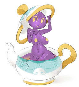 blush breasts female nipples nude pokemorph purple_body simple_background solo teapot white_background yellow_eyes yellow_nipples elpatrixf nintendo pokemon animate_inanimate generation_8_pokemon ghost humanoid mammal pokemon_(species) polteageist spirit 2020 digital_media_(artwork)