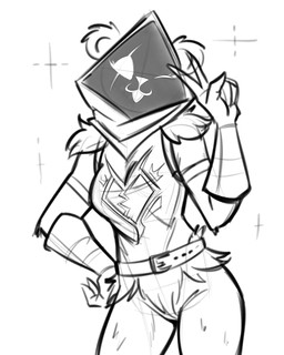 5_fingers anthro biped breasts clothed clothed_anthro clothed_female clothing female fingers front_view fur gloves handwear looking_at_viewer looking_back one_eye_closed open_mouth simple_background smile solo standing topwear advos epic_games fortnite raven_team_leader bear mammal 2026 4:5 digital_drawing_(artwork) digital_media_(artwork) hi_res monochrome