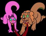 anthro bdsm blush collar duo female fur hair leash simple_background trout_(artist) spaffy kobold alpha_channel